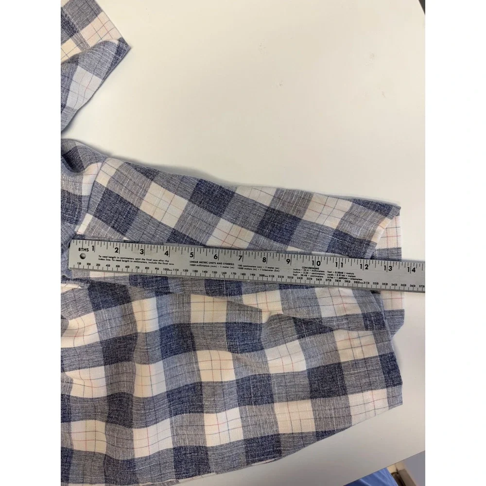 Linea Uomo‎ Shorts Mens 42 Blue White Buffalo Check Plaid Cotton Flat Front